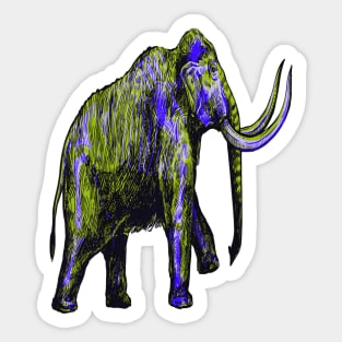 Mammoth Skeleton Interactive Yellow&Blue Filter T-Shirt By Red&Blue Sticker